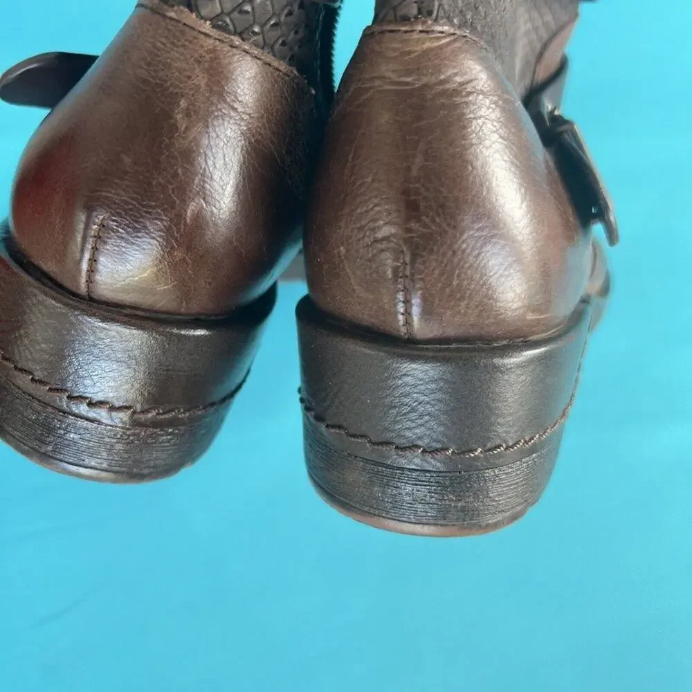 Sofft Aldina Moto Grunge Brown Leather Buckle Strap Mid Calf Comfort Boots Sz 8M - Picture 11 of 12